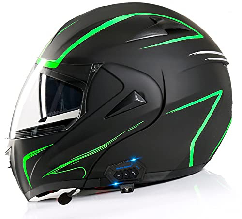 Apribile Bluetooth Modulare Casco Integrale Casco Moto Flip Up Doppia Visiera Aperta Anti-Appannamento Traspirante Per Donne E Uomini Casco Adulti Anticollisione Motocross Integrali ECE Omologato