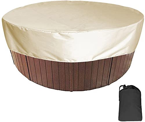 XVBVS Whirlpool-Abdeckung Runde SPA Whirlpool-Schutzabdeckungen wasserdichte UV-beständige Staubdichte Gartenmöbel-Abdeckung mit Elastischem Seil für Outdoor-SPA-Badewanne-Beige || 200 * 30cm