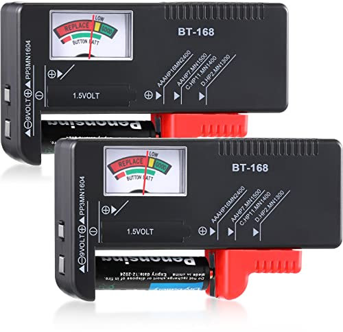 2 Pezzi Tester per Batterie Digitali Controllo per Batterie Misuratore per Verifica Prova per Batterie per Batterie AA, AAA, C, D, 9V, 1,5V e a Bottone Tester di Elettricità Pile Domestico