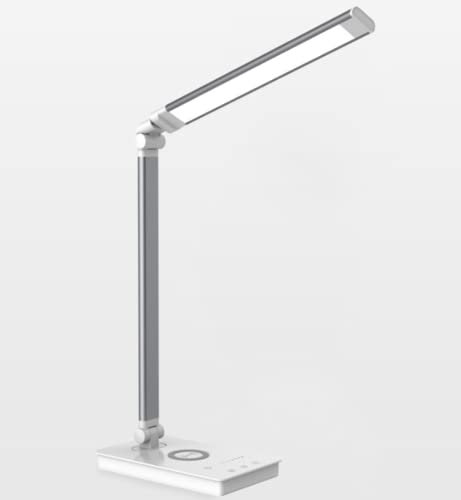 sxysxysxy LED Schreibtischlampe mit 5W Wireless Charging Leselampe Dimmbare Tischleuchte Multifunktionale augenschonende Tischlampen Mit Auto Timer 3 Farb X Stufenloses Dimmen Bürolampe
