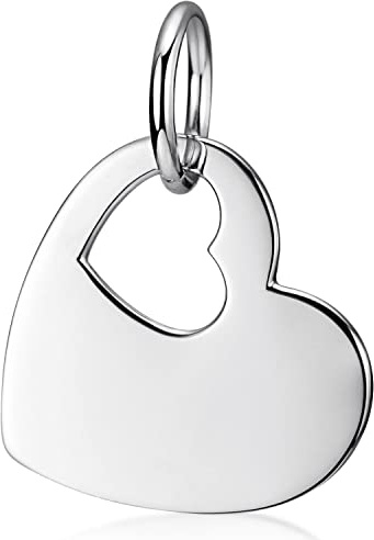 MATERIA by Matthias Wagner Herz Gravur Anhänger Damen Kettenanhänger personalisiert Silber 925 rhodiniert