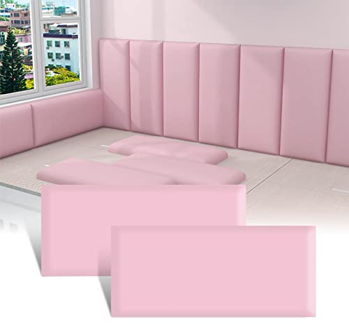 Windplusya 3D kids Anti-collision Wall Stickers, Thicken Tatami Nursery Wall Stickers, Peel and Stick Headboard, Upholstered Wall Panels for Bedroom Dojo Play Room (Pink, 2pack)