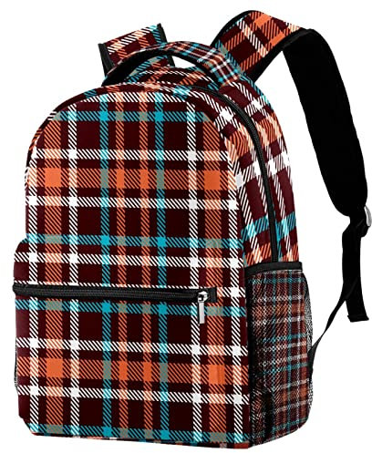 Zaino per la scuola, da viaggio, casual, per donne, adolescenti, ragazze, ragazzi, motivo scozzese, Multi, 29.4x20x40cm/11.5x8x16 in
