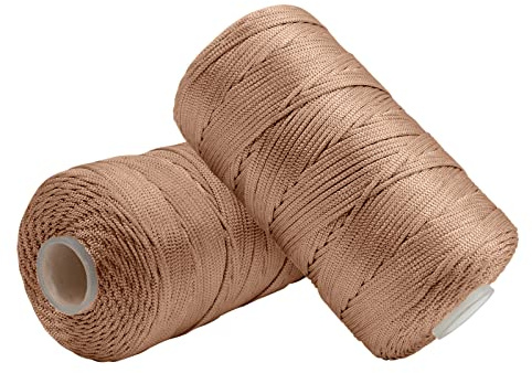 Uiopa 2 Pièces Fil Macramé 1,5mm x 200m, Fil de Crochet en Nylon Corde Fine pour Crochet et Tricot, Corde Macramé Café Léger pour Bricolage, Décoration, Emballage Cadeau, Artisanat