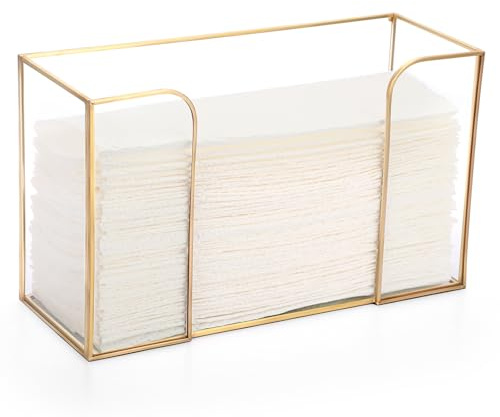 Sumnacon Countertop Bathroom Paper Towel Dispenser Glass Paper Towel Dispenser for Home Bathroom Kitchen Office Toilet Table,Gold Paper Towel Holder for Multifold C Fold Trifold Z Fold