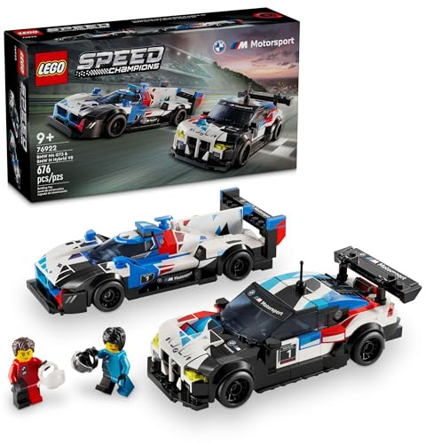 LEGO Speed Champions 76922 - Auto da corsa BMW M4 GT3 e BMW M Hybrid V8, giocattolo BMW per bambini con 2 modelli costruibili e 2 minifigure di pilota, giocattolo per auto, idea regalo di compleanno