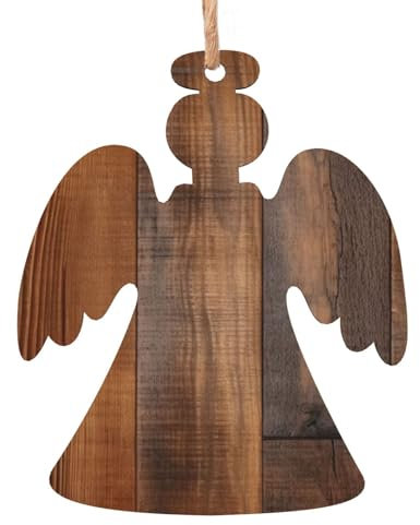 Braun Holz Holz Weihnachten Engel Form Ornamente Holz Weihnachtsbaum Hängende Dekoration Weihnachtsbaum Ornamente mit Seilen für Weihnachten Urlaub Dekorationen
