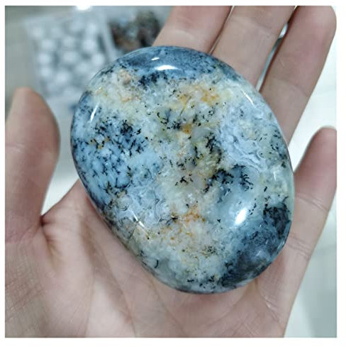 PRIMUZ Natürlicher Opal-Moos-Achat, Taschenpalme, Volkshandwerk, Kristalle und Steine, Gartendekoration, Geschenke, Mineralien for Handschmeichler, Steine (Size : 100-150g)