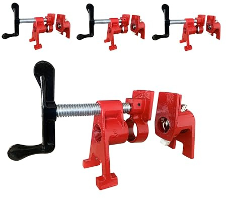 HimaPro 4-Pack 3/4 Inch H-Style Professional Pipe Clamp Set - Designed For Woodworking, Carpentry, Home Improvement, and DIY Jobs