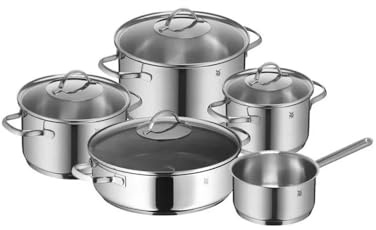 WMF Provence Plus Topfset Induktion 5-teilig, Kochtopf Set unbeschichtet mit Glasdeckel, für alle Herdarten geeignet, Induktions Töpfe Set, ohne Skalierung, Cromargan Edelstahl poliert