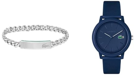 Lacoste Analog Quarzuhr für Herren mit Marinblaues Silikonarmband - 2011172 Gliederarmband für Herren Kollektion Baseline - 2040081