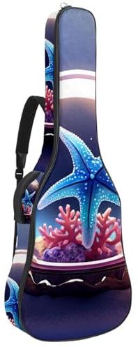 Akustikgitarre Tasche für 40/41/42 Zoll, wasserdichte Gigbag mit Zubehörfach, Seestern Kristallkugel, Mehrfarbig Nr. 08, 42.9x16.9x4.7 in, Gitarrentasche