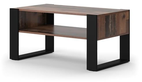 Vicco Couchtisch Olli, Antikholz, 92 x 52.4 cm | mit Ablage, zur Aufbewahrung von Zeitschriften und Fernbedienungen