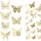 TRKETK 84 Pièces 3D Papillon Decoration Couleur Or, Autocollants Papillon Realiste pour Deco Gateau Autocollants Amovibles Vifs avec 3 Tailles Différentes 3D Papillon Stickers Muraux pour Maison Décor