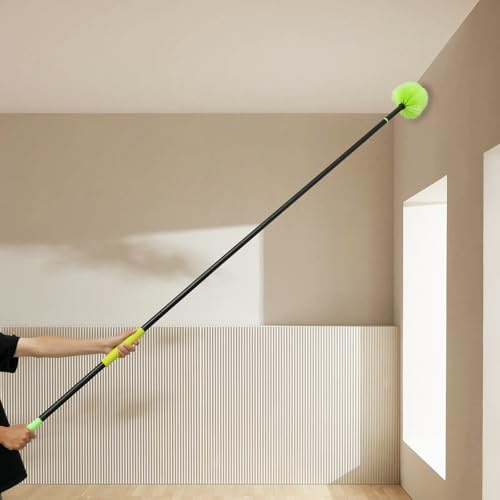 Cobweb Duster con asta di estensione 228,6 cm manico lungo ventilatore spolverino spolverino multiuso soffitto ragnatela spazzola per la pulizia di pareti, librerie, mobili porte
