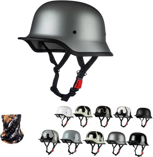 GKCEGHKS Portatile Mezzi Caschi Jet ECE Omologato Mezzo Casco Scooter Crociera Bicicletta Cromwell Caschi Casco Faccia Aperta retrò Casco A Scodella Scooter Motorino retrò Casco Scodella