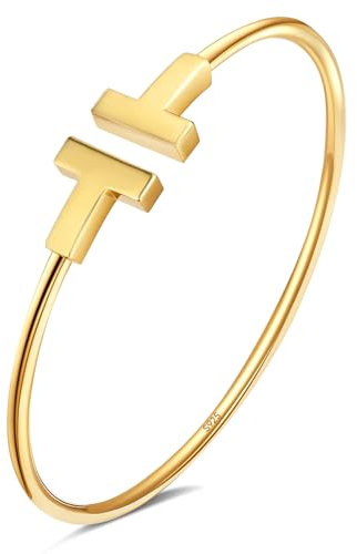 APUUESN Armreifen Sterling Silber Damen,Armreif S925,Goldene Armband Frauen,Buchstabe T Armbänder Gold,Schmuck,18.Geburtstag Mädchen,Geschenke für Freundin,Geburtstag,Jahrestag