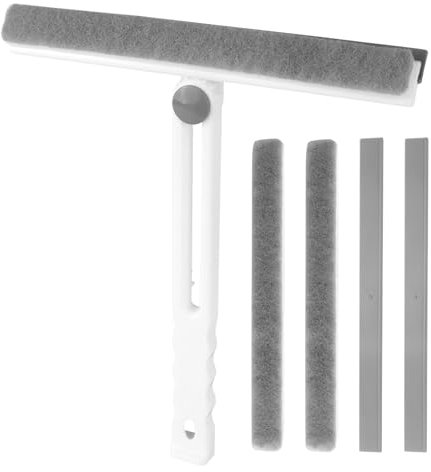 Window Cleaner Set, Shower Squeegee, White, Foldable Squeegee, Versatile Squeegee, Car, Tile Wiper with 2 Replacement Dish Cloths 2 Replacement Adhesive Strips, 26 cm Shower Squeegee, Shower
