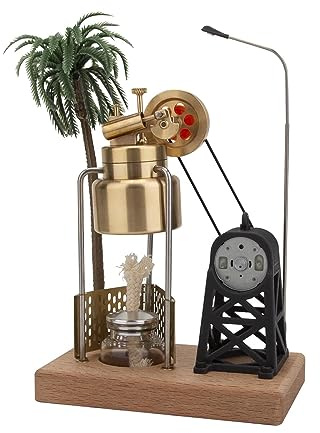 Joytopiaminds Retrol ångmotor modellkit, mini trebent vertikal gunga ångmotor med panna och generator, ångdriven belysningskit för vuxna