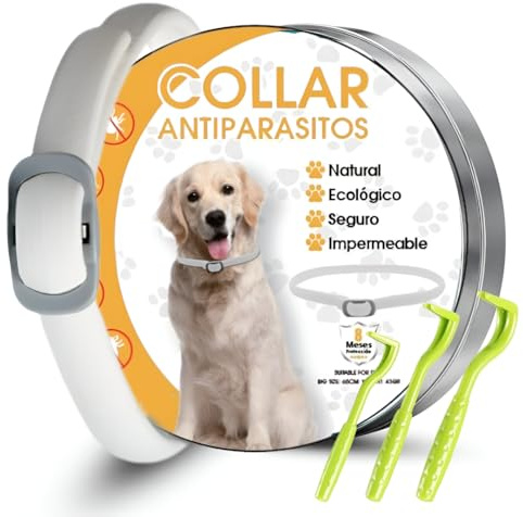 PETLUXE Collar Antiparasitario Perros, Quita Garrapatas, Collares Antiparasitarios para Perros, Desparasitante Perros, Antiparasitario Perros, Regalo Pinza Garrapatas, Pinzas Garrapatas Perros