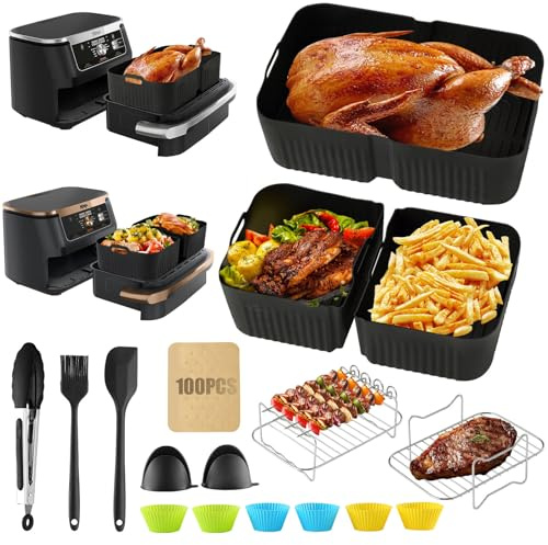 Accessoires Air Fryer 20PCS pour Ninja Foodi Flex AF500EU, Moules Silicone | 20 accessoires : 1 moule 10,4 L, 2 moules 5,2 L et grille de cuisson, compatibles avec Ninja Foodi Flex AF500EU