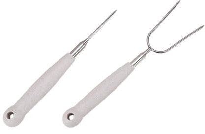 ifundom 2piezas Tenedor De Barbacoa De Acero Inoxidable para Exteriores Tenedor Doble y Individual Accesorios para Barbacoa Herramientas Portátiles para Brochetas para Picnic y Camping