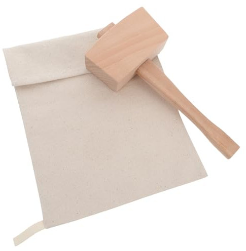 ULTECHNOVO 2pcs Reusable Canvas Ice Crushing Bag Mallet Sturdy Bartender Accessories for Home Bars Restaurants Efficient Ice Crusher Versatile Tool for Nuts
