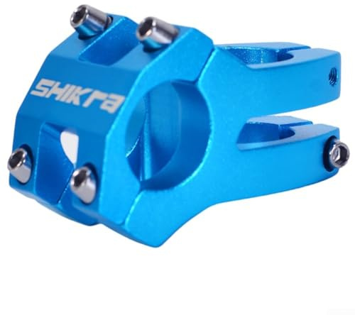 Tige courte en alliage d'aluminium pour vélos, compatible avec les guidons de 25 à 4 mm et mesurant 35 mm de long (bleu)