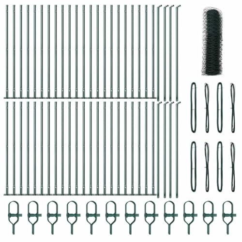 vidaXL Reja Hexagonal Verde 0.6 x 100m | Acero con Recubrimiento en Polvo, Sencilla de Montar, Ideal para Exteriores, Solución de Cerca Duradera. Panal de Seguridad para Terraza, Cercado de Privacida