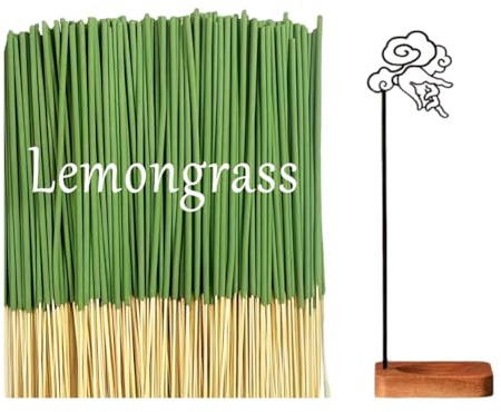YANGSHINE Citronella-Räucherstäbchen mit Buddha-Handhalter, 200 Stück, Zitronengras-Räucherstäbchen für den Außenbereich, Garten, Terrasse, Camping, Zuhause, Innengebrauch