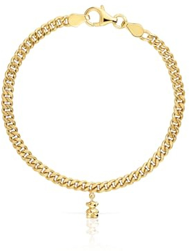 TOUS Pulsera Cadena Barbada para Mujer con Baño de Oro 18 Kt sobre Plata de Primera Ley, Colección Bold Bear