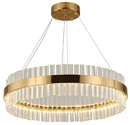 RuuXanthous Circle Crystal Hanging Lamp LED Ring Light Fixtures Creative Chandelier Bedroom Decoration Ceiling Lamp Dining Room, Living Room, Bar, Kitchen Pendant Lighting
