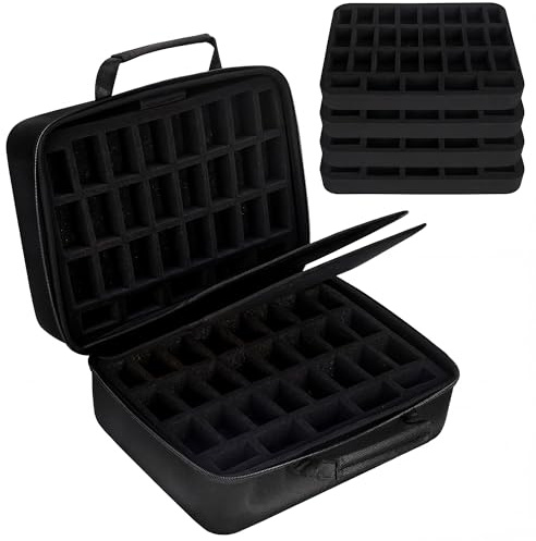 Mumlicha Miniature Figure Storage Case for Wargame, 116 Slot Miniatures Transport Case with 4 Foam Layer, RPG Miniature Carrying Case Compatible with Warhammer 40k and DND Minis (Black)