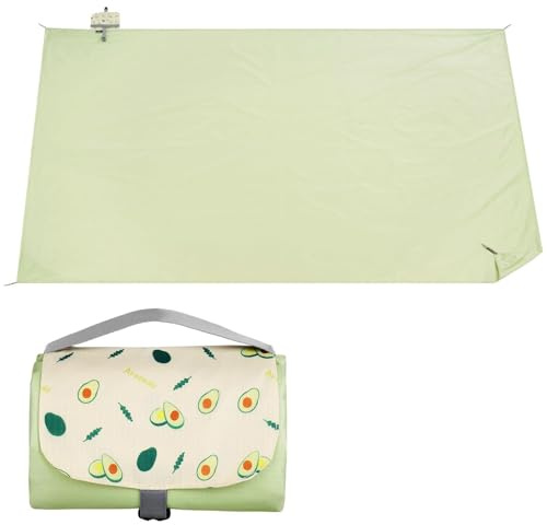 Ainiv Telo da Picnic Impermeabile, 150 x 210 CM (3-4 persone), Coperta da Picnic Portatile, Portatile Tappetino da Spiaggia Pieghevole, Sottile, per Prato, Parchi, Campeggio, Trekking, Viaggi