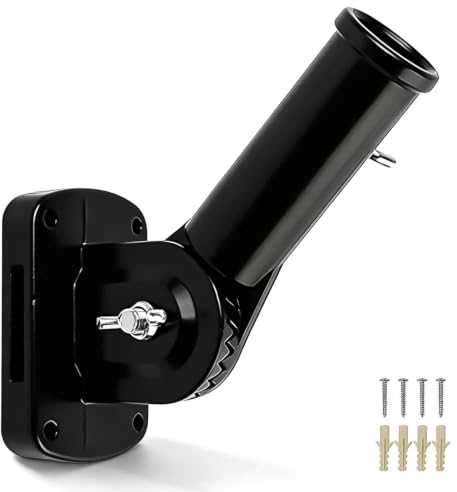 SHENGYIG Supporto per Asta Bandiera Regolabile, Lega di Alluminio Porta Bandiera da Muro da 26,8 mm, per Balconi, Giardini e Spazi Commerciali, Nero Montaggio a Parete Regolabile Portabandiera