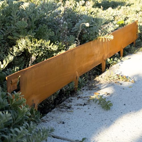 GardenGrace Cortenstahl Rasenkante mit runder Kante 5m x 1,5mm,16cm hoch - Premium Beeteinfassung Metall - Flexible Beetumrandung aus Edelrost Stahl für Garten| Rasenbegrenzung| (5)