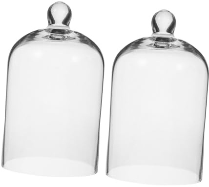 TOYANDONA Lot de 2 Dômes de Verre Transparents pour Fleurs Éternelles, Cloches en Verre Décoratives Couvercle, Protection Anti-poussière pour Décoration Intérieure, Présentoir Polyvalent