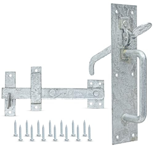 ZAVIA Suffolk Gate Latch for Wooden Gates | 215mm Hot Dip Galvanised Suffolk Thumb Latch | Suffolk Self Locking Gate Latch and Catch for External Garden, Garage & Shed Doors