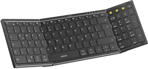 Inateck tragbare Falttastatur, 3 Bluetooth Kanäle, mit Ziffernblock | AI-Funktion, tragbares Design, mit Handy-Ständer, kompatibel mit iPad/iPhone/Android/Windows/Tablets, Nomad, graphit