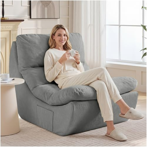 NOFFA Sitzsack Sessel Wohnzimmer,Bean Bag Sofa,Sitzsack Sofa mit Memory-Schaum | Gemütliche 1-Sitzer Lounge Couch zum Relaxen & Lesen | Für Schlafzimmer & Outdoor | Keine Montage, Grau