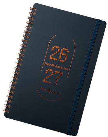 MUSISALY Cuaderno para Planificación Anual 2026-2027, Planificador Semanal y Mensual en Azul Oscuro con Solución de Planificación y Seguimiento para Estudiantes y Profesionales