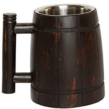 Gocraft fatto a mano in legno boccale di birra con | 510,3 gram tazze in acciaio INOX vintage bar Accessori – barile Brown retro design