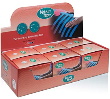 VetkinTape® Displaybox | 6 Kinesiotape Rollen für Tiere (10 cm x 5 m) | Kinesiologie Tape für Pferde und Hunde | Kinesiotapes für Tierärztliche Zwecke | Rot