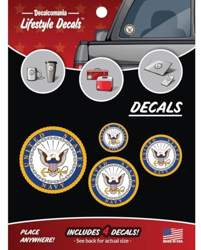 Officially Licensed U.S. Navy Decals - 4 Piece US Military Stickers for Truck or Car Windows, Phones, Tablets & Laptops – Small Large Decals 1.75 to 4 Inches