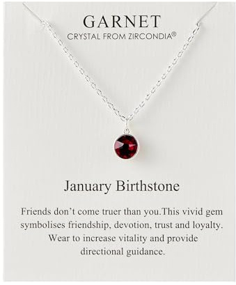 Philip Jones - Collar con piedra de nacimiento de enero (granat) creado con cristales de circonio, cristal de circonio