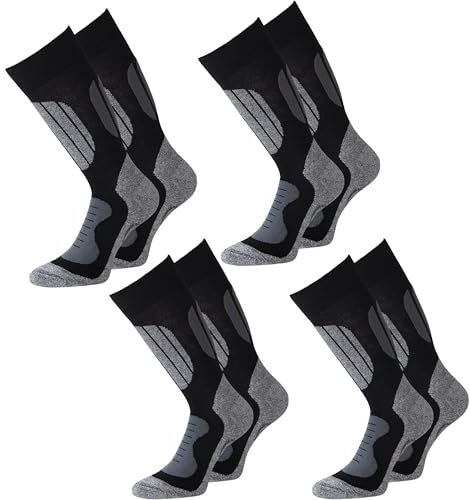 KB 4 Paar Ski Socken Herren und Damen Kniestrümpfe zum Skifahren, Snowboarden, Wintersport, warme Sportsocken Skisocke Trekkingsocken 35-38, 39-42, 43-46 und 47-50