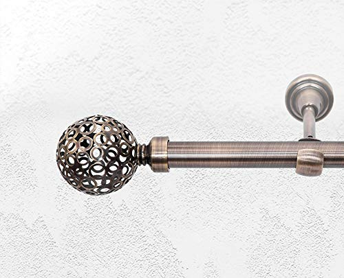 ALOHA Gardinenstange Vorhangstange 19mm Wandmontage, EIN/ZWEI-läufig, Inox, Satin, Golden, Weiß, Länge: 120-600cm, ohne Ringe (120cm / Hawaii/Golden / 1-läufig)