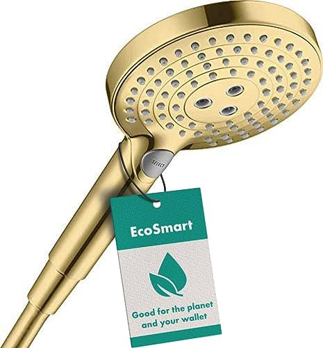 Hansgrohe 26531990 Teleducha, Color Oro Pulido, 3 tipos de chorro, economía de agua