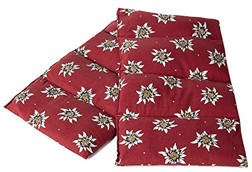 Leinsamenkissen 75x20cm groß 8-Kammer, Blume-Edelweiß - Wärmekissen, Körnerkissen für Mikrowelle und Backofen