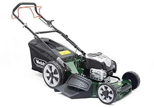 Webb WER21ALSP 21/53cm Self Propelled Alloy Deck Rotary Petrol Lawnmower, 161cc Engine, 8 Cutting Heights, 70L Collection Bag - 3 Year Guarantee